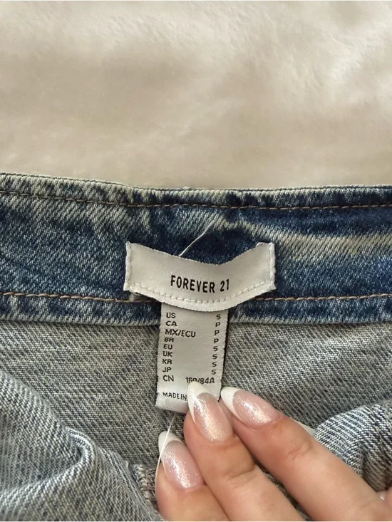 NWT Forever 21 Embellished Denim Corset Top + Mini Skirt Set - Light Blue - Picture 3 of 7